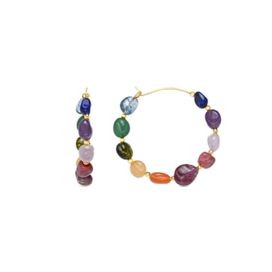Luxenter Earrings with 18k yellow gold finish and multicoloured natural stone - Umavi