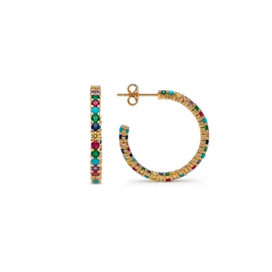 Luxenter Multicoloured zirconia earrings with 18k yellow gold finish - Balgil