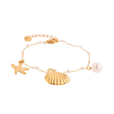 Luxenter 18k yellow gold-plated bracelet with white pearl - Etbam