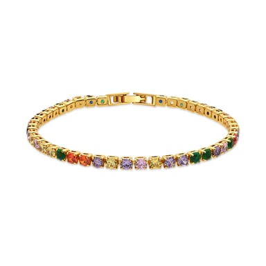 Luxenter Bracelet in Metal Alloy and Multicolor Zirconia finished in 18k yellow gold - Jyamia
