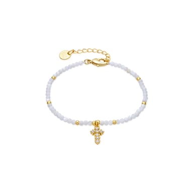 Luxenter White Mother-of-Pearl Bracelet with 18k Yellow Gold Finish - Nyali