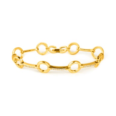 Luxenter Bráisléad zirconia chiúbach le gearradh lonrach le bailchríoch óir bhuí 18k - Dimaran