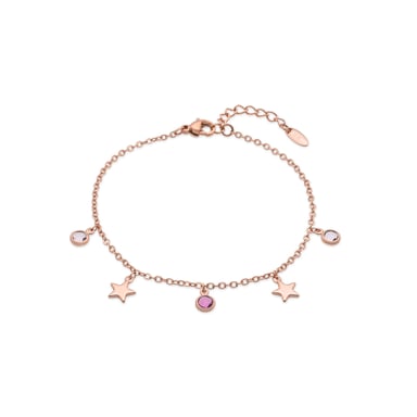 Luxenter Bracelet in Metal Alloy and Multicolor Zirconia finished in 18k rose gold - Sadria