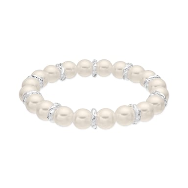 Luxenter White Pearl Bracelet with Silver Finish - Clasow