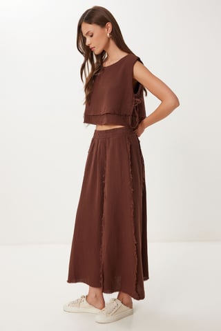 Cotton Sleeveless Blouse and Wide-Leg Skirt Set