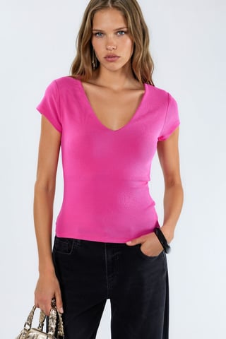 V-Neck Modal Cotton Blend Blouse