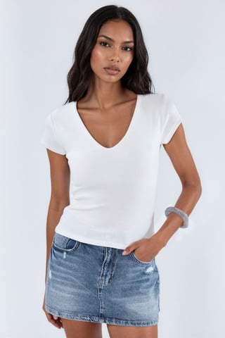 V-Neck Modal Cotton Blend Blouse