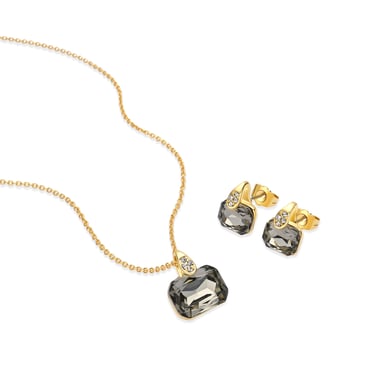 Metal Alloy and Grey Crystal Sets finished in 18k yellow gold - Garbar
