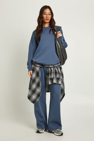 Tall Neck Detail Sweatshirt Wide Leg Tracksuit Tracksuit