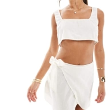 ASOS DESIGN Kayla mix and match crop beach top in white