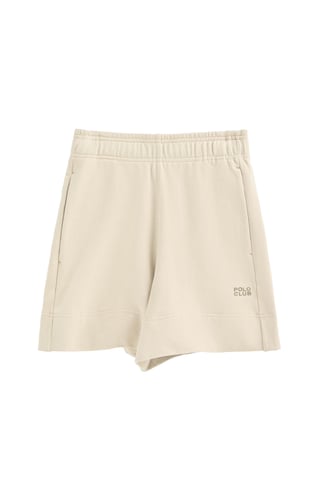 Gebroken witte katoenen short met geborduurd logo