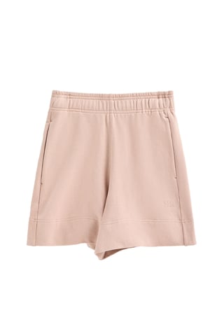 Poederroze katoenen short met geborduurd logo