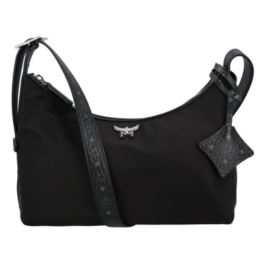 MCM Aren Hobo Bag Small in Recycled Nylon and Leather with Monogram Print