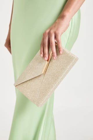 Gold Glitter Envelope Clutch Bag
