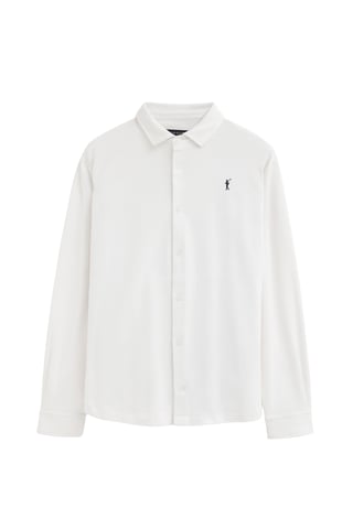 Witte polo met doorlopende knopen en geborduurd Rigby Go-logo
