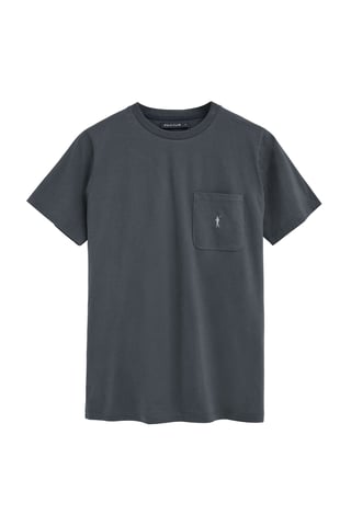 Steengrijs T-shirt met een borstzakje en Rigby Go-logo