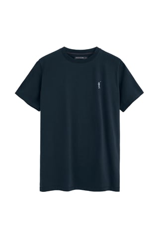 Marineblauw T-shirt met korte mouwen en rubberen Rigby Go-logo