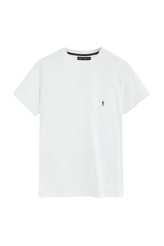 Wit T-shirt met een borstzakje en Rigby Go-logo