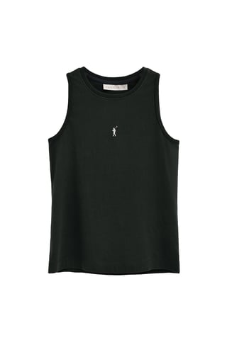 Zwart T-shirt zonder mouwen met slim fit en geborduurd Rigby Go-logo