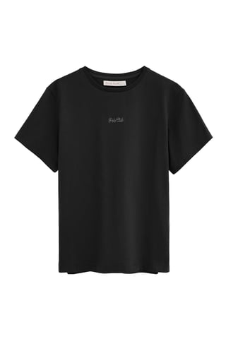 Zwart T-shirt met korte mouwen, regular fit en geborduurd Polo Club-logo