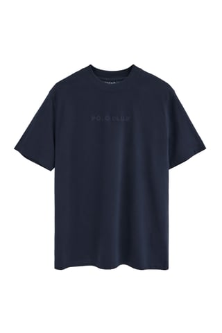Marineblauw T-shirt met loose fit en geborduurd Polo Club-logo