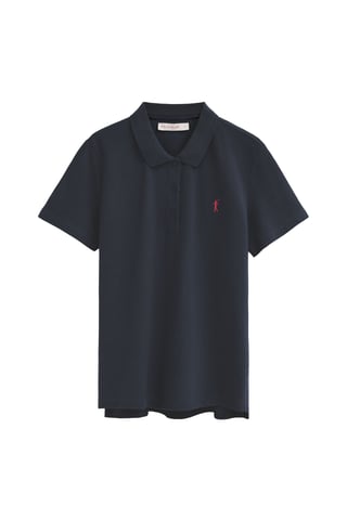 Marineblauwe polo met regular fit en geborduurd Rigby Go-logo