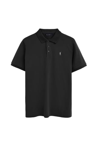 Zwarte polo met korte mouwen en geborduurd Rigby Go-logo