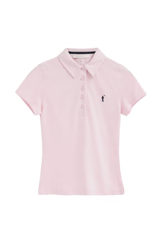 Roze polo met korte mouwen, slim fit en geborduurd Rigby Go-logo
