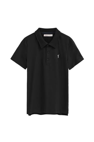 Zwarte polo van jersey-stof met geborduurd Rigby Go-logo