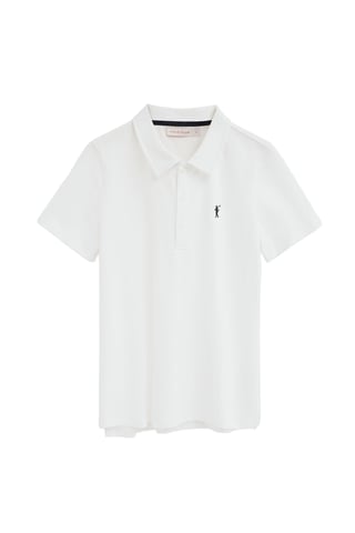 Witte polo van jersey-stof met geborduurd Rigby Go-logo