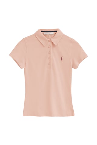 Poederroze polo met korte mouwen, slim fit en geborduurd Rigby Go-logo