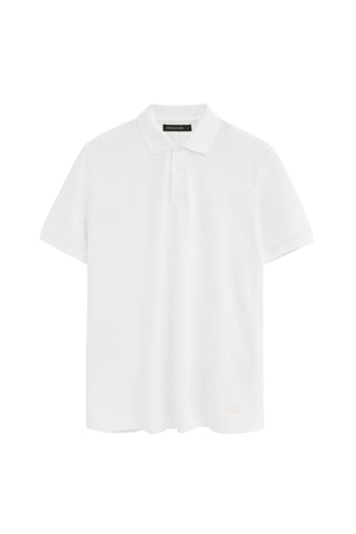 Witte katoen-linnen polo met Polo Club-patch