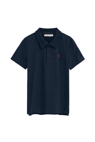 Marineblauwe polo van jersey-stof met geborduurd Rigby Go-logo