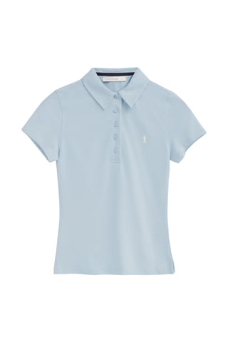 Lichtblauwe polo met korte mouwen, slim fit en geborduurd Rigby Go-logo