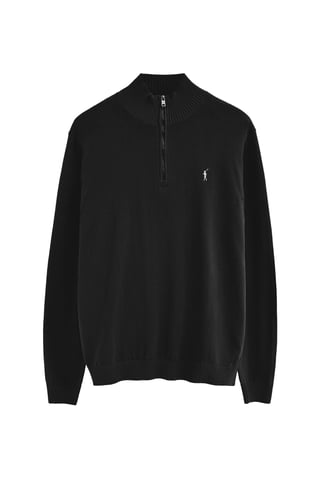 Zwarte trui met ritssluiting en Rigby Go-logo