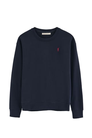 Marineblauwe sweater met regular fit en geborduurd Rigby Go-logo