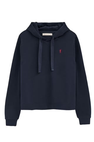 Marineblauwe hoodie met regular fit en geborduurd Rigby Go-logo