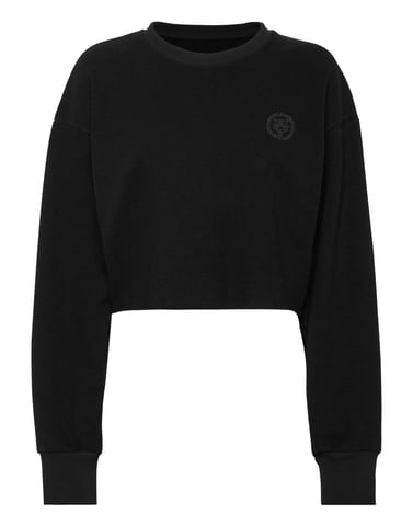 Sponge Cropped Sweatshirt Round Neck Ls