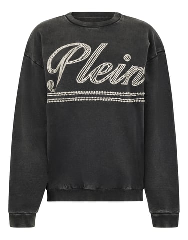 Washed Open Back Sweatshirt Strass Signature