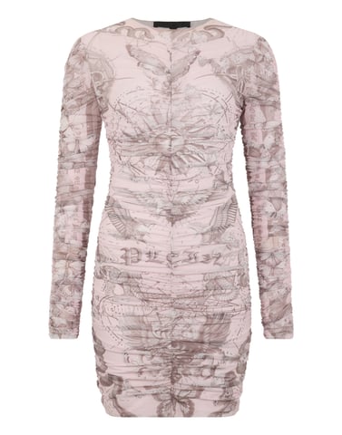 Wrinkled Mini Dress Butterfly Tattoo