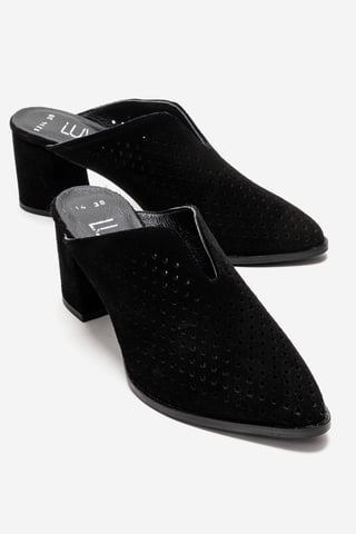 Toen Leather Block Heel Mule
