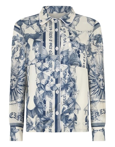 Silk Pajama Shirt Butterfly Tattoo
