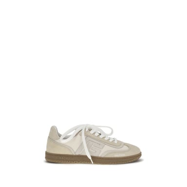 Balmain Beige Suède Leren Atletieksneakers