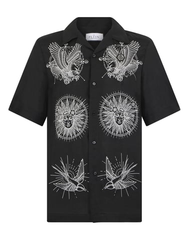 Linen Bowling Shirt Tattoo Embroidery