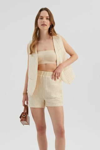 Striped High Waist Elastic Waist Shorts