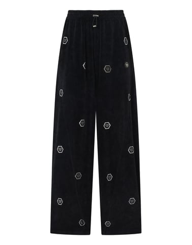 Chenille Skater Fit Tracksuit Pants Monogram Strass
