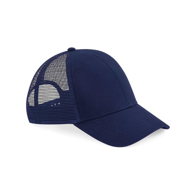 Beechfield Unisex Organic Cotton Trucker Cap voor volwassenen (Marine Oxford)