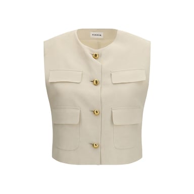 P.A.R.O.S.H. Beige Wool Sleeveless Jacket