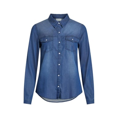 Vila Kleding Blauw Katoenen Blouse