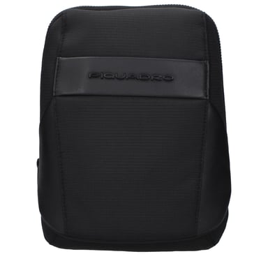 Piquadro Black Fabric Crossbody Bag